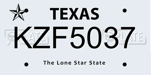 KZF5037 Texas License Plate