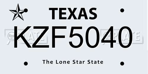 KZF5040 Texas License Plate