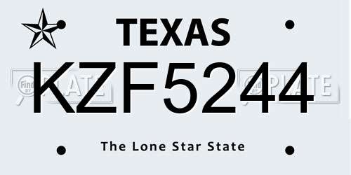 KZF5244 Texas License Plate
