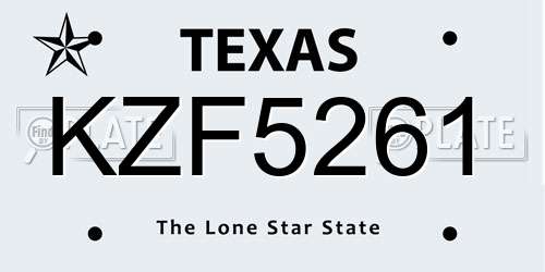 KZF5261 Texas License Plate
