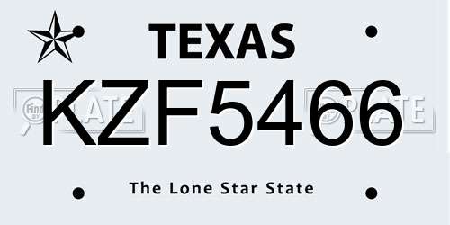 KZF5466 Texas License Plate