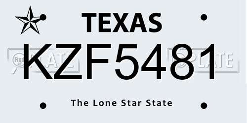 KZF5481 Texas License Plate