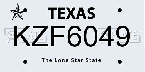 KZF6049 Texas License Plate