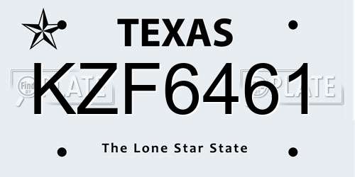 KZF6461 Texas License Plate