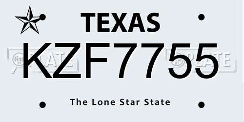 KZF7755 Texas License Plate