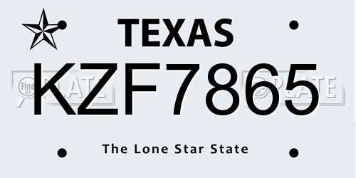 KZF7865 Texas License Plate