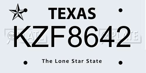 KZF8642 Texas License Plate