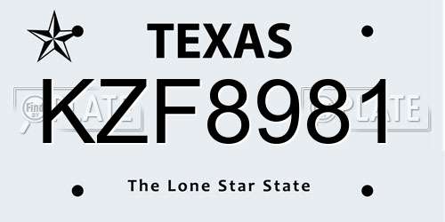 KZF8981 Texas License Plate