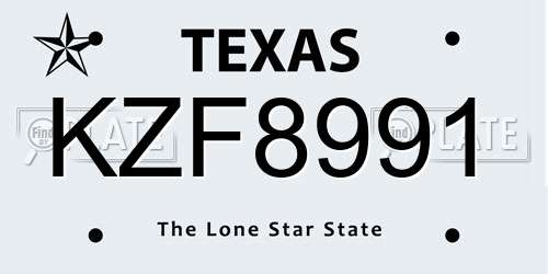KZF8991 Texas License Plate