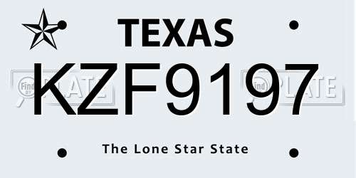 KZF9197 Texas License Plate