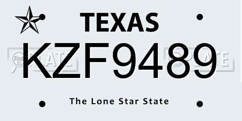 KZF9489 Texas License Plate