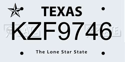 KZF9746 Texas License Plate