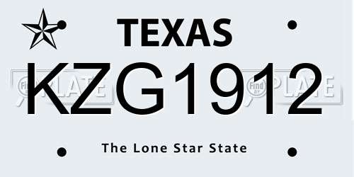 KZG1912 Texas License Plate