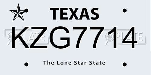 KZG7714 Texas License Plate