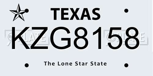 KZG8158 Texas License Plate