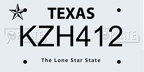KZH412 Texas License Plate