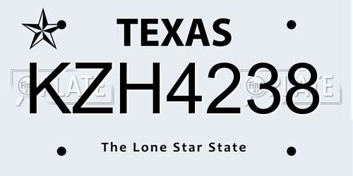 KZH4238 Texas License Plate