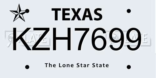 KZH7699 Texas License Plate
