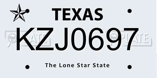 KZJ0697 Texas License Plate