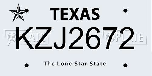 KZJ2672 Texas License Plate