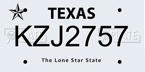 KZJ2757 Texas License Plate
