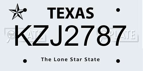 KZJ2787 Texas License Plate