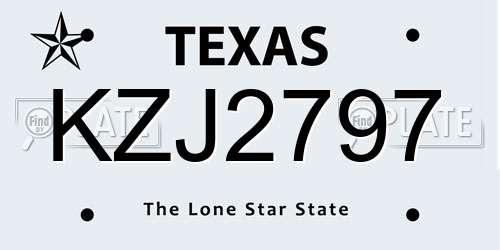 KZJ2797 Texas License Plate