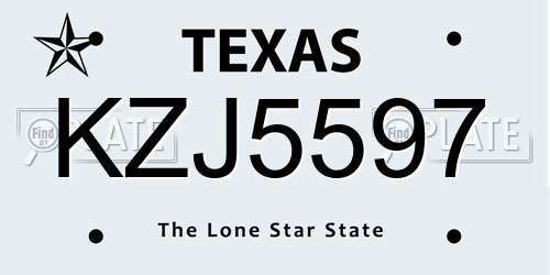KZJ5597 Texas License Plate