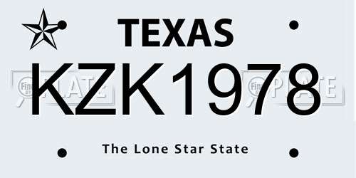 KZK1978 Texas License Plate