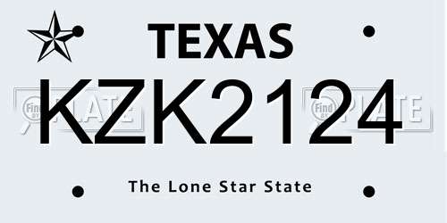 KZK2124 Texas License Plate