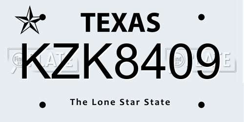 KZK8409 Texas License Plate