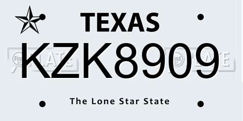 KZK8909 Texas License Plate