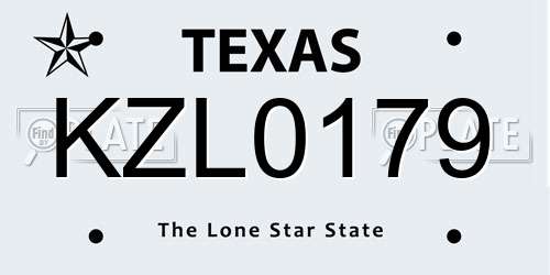 KZL0179 Texas License Plate