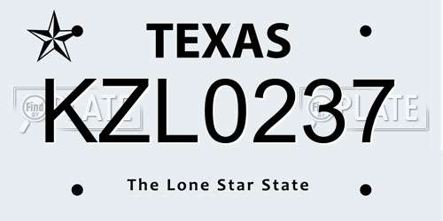 KZL0237 Texas License Plate