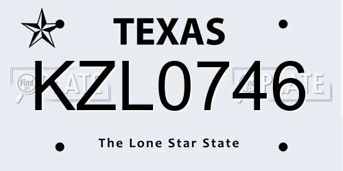 KZL0746 Texas License Plate