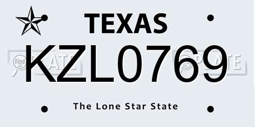 KZL0769 Texas License Plate