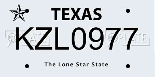 KZL0977 Texas License Plate