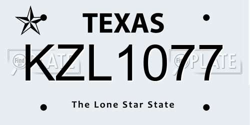 KZL1077 Texas License Plate