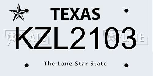 KZL2103 Texas License Plate