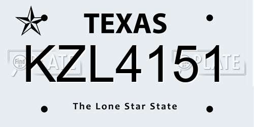 KZL4151 Texas License Plate