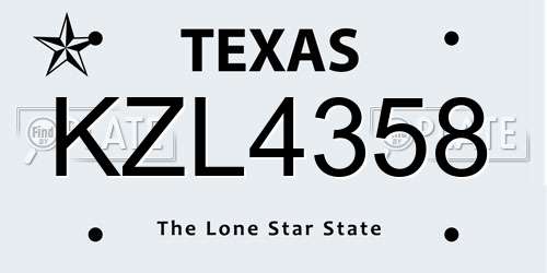 KZL4358 Texas License Plate