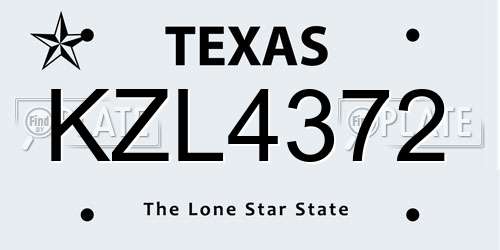 KZL4372 Texas License Plate