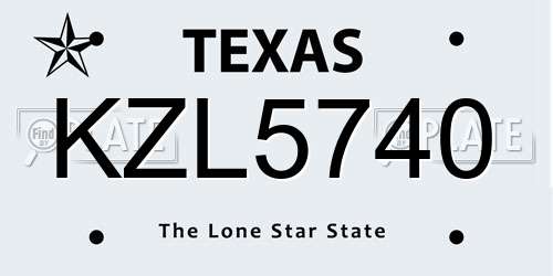 KZL5740 Texas License Plate