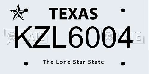 KZL6004 Texas License Plate