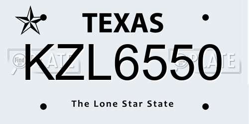 KZL6550 Texas License Plate