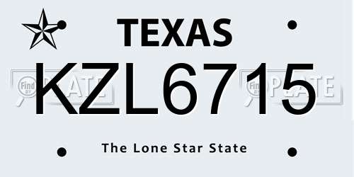 KZL6715 Texas License Plate