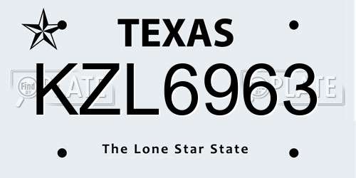 KZL6963 Texas License Plate