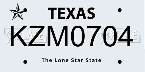 KZM0704 Texas License Plate