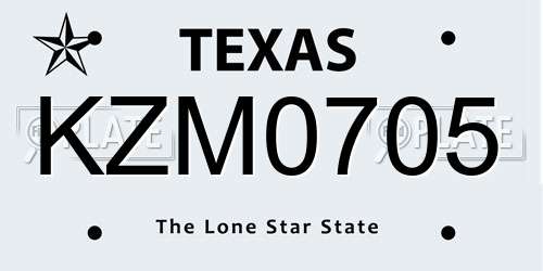KZM0705 Texas License Plate