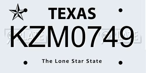 KZM0749 Texas License Plate